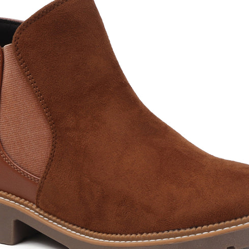 Women's Solid Suede Slip-On Chelsea Boots