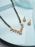 Gold Toned AD Studded Black Beads Studded Designer Floral Mangalsutra Jewellery Set
