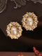 Gold Plated Uncut Polki Mossanite Studded Floral Designer Studds Earrings