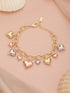 Anti-Tarnish 18k Gold Plated Heart Shaped Charm Link Wraparound Bracelet