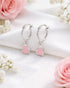 925 Sterling Silver Rhodium Plated Dangling Heart Enamel Hoop Earring