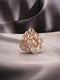 Gold Plated Uncut Polki Mossanite Kundan Studded Adjustable Cocktail Finger Ring