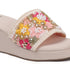 Women's Embroidered Beaded Wedge Sandal With Floral Motif