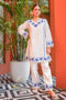 Kashmiri Aari Work Cotton Kurta Set - White With Blue