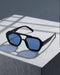 Unisex Black Toned UV Protected Blue Lens Hexagonal Sunglasses