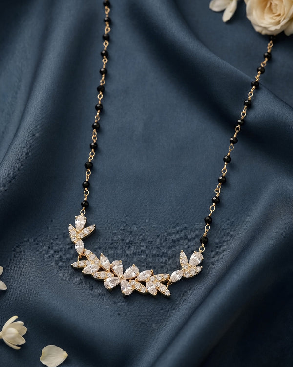 18kt Gold Plated CZ Studded Floral Mangalsutra