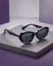 Women Black Toned UV Protected Black Lens Cateye Sunglasses