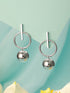 Anti-Tarnish Silver Plated Dangle Ball Drop Hoop Earrings