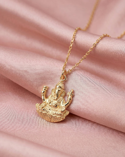 Rhodium Plated Krishna Bal Gopal Pendant and Chain for Unisex