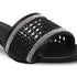 Women's Woven Rhinestone Sandal Textured Strap Low Heel