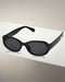 Women Black Toned UV Protected Black Lens Oval Retro Sunglasses