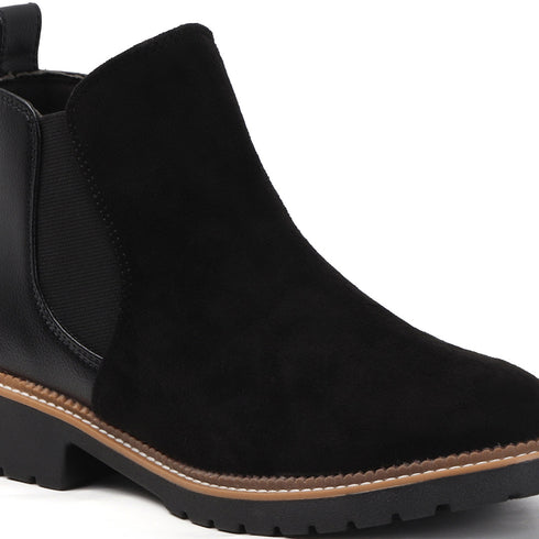 Women's Solid Suede Slip-On Chelsea Boots