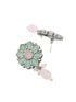 Oxidised Green Stone Studded & Pink Pearl beaded Pendant Jewellery Set