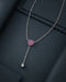 Rhodium Plated Ruby Red Heart Y-Necklace Lariat