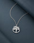 Rhodium Plated CZ Tree of Life Pendant and Chain Necklace