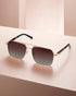 Premium Gold & Brown Toned Polarised Gradient Lens Rectangle Sunglasses for women CLSW611