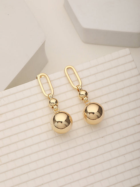 Anti-Tarnish Gold Toned Ball loop Hoop Dangler earrings