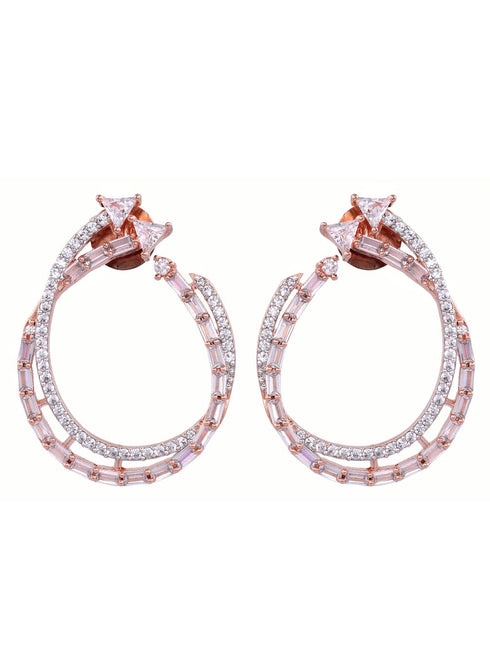 stylish party wear Rose Gold plated AD studded handcrafted Ear rings for girls & women