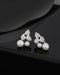 925 Sterling Silver Rhodium Plated CZ and Pearl Contemporary Mini Stud Earring