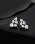 925 Sterling Silver Rhodium Plated CZ and Pearl Contemporary Mini Stud Earring
