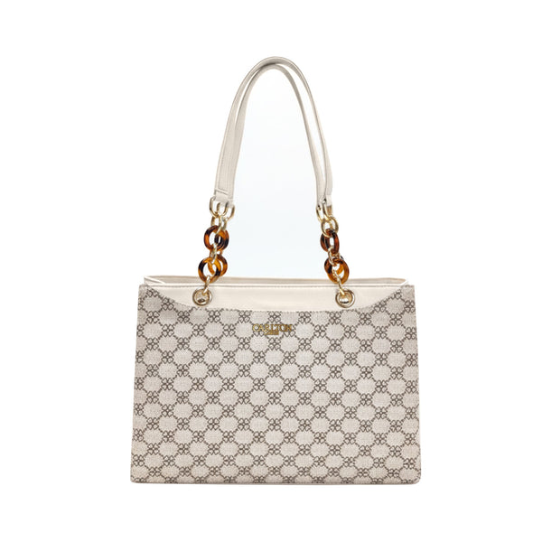 Carlton London Daphne Cream Printed Tote Bag CLLP 1063 CREAM