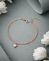 925 Sterling Silver 18kt Rose Gold Plated Double Layered CZ Heart Charm Bracelet