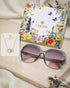 Women Grey Toned UV Protected Sunglasses and 18kt Rose Gold Plated CZ Nekclace Set
