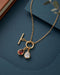 18kt Gold Plated Garnet Solitaire Teardrop Necklace