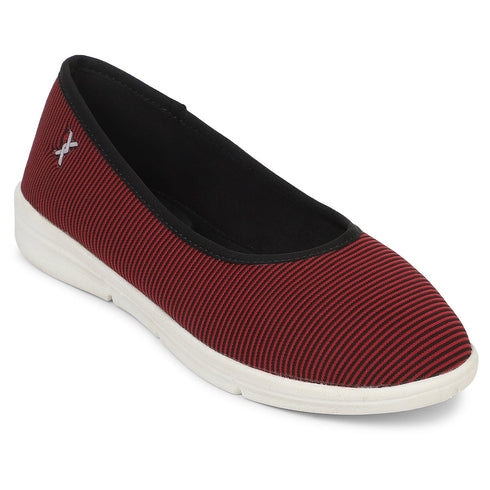 Women's Blue Striped Knit Comfort Ballet Flats