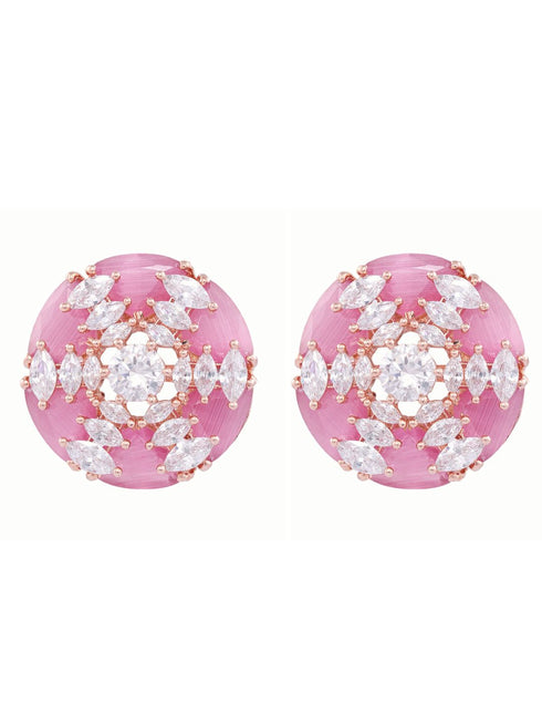 Rose Gold Pink AD studded handcrafted Ear Ring