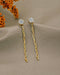 925 Sterling Silver 18kt Gold Plated CZ Dangling Chain Stud Earring