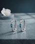 Rhodium Plated Topaz Studded Mini Square Hoop Earring