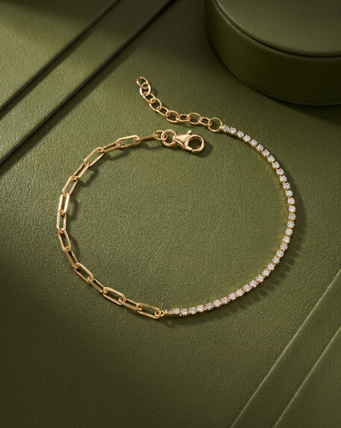 18kt Gold Plated Mix 'n' Match Stone Link Chain Wraparound Bracelet