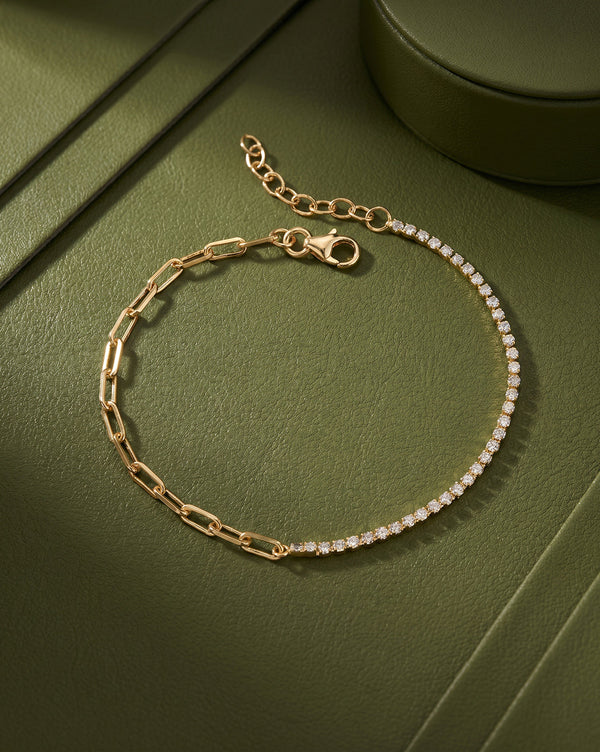 18kt Gold Plated Mix 'n' Match Stone Link Chain Wraparound Bracelet
