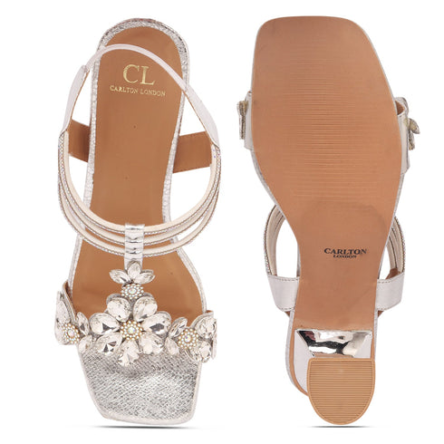 Women's Elegant Embellished Block Heel Sandals