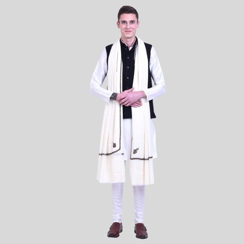 Men's Kashmiri Hand Embroidered Wool Shawl