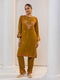 Saba Chikankari Notch Neck Cotton Silk Kurta Set for Women - Mustard