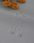 925 Sterling Silver Rhodium Plated Dangling Solitaire Threader Earring