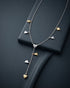 Rhodium & 18kt Gold Plated Dangling Heart Charm Y-Necklace Lariat