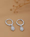 925 Sterling Silver Rhodium Plated CZ Geometric Hoop Earring