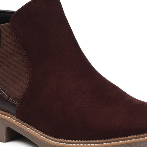 Women's Solid Suede Slip-On Chelsea Boots