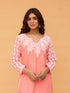 Saba Chikankari Long Kurta in Rayon cotton - Pink