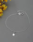 925 Sterling Silver Rhodium Plated Dangling Star Charm Bracelet