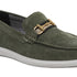 Men's Buckle Accent Driving Leather Loafer with Suede Finish