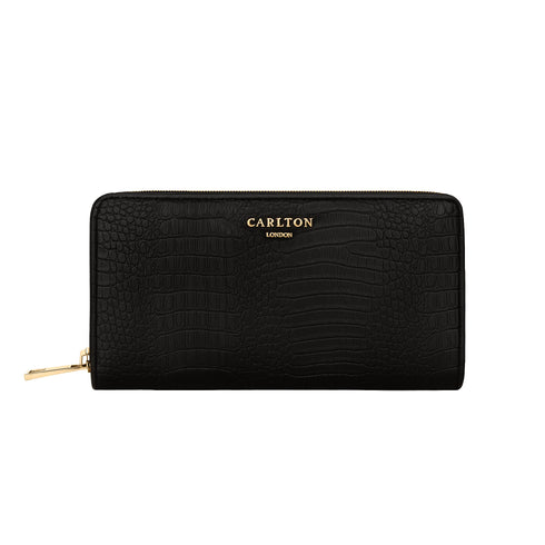 Carlton London Chloe Zip Around Textured Wallet Black CLHB 27