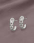 925 Sterling Silver Rhodium Plated CZ Interlock Chain Half Hoop Earring