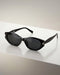 Women Black & Silver Toned UV Protected Black Lens Oval Sunglasses