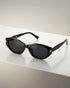 Women Black & Silver Toned UV Protected Black Lens Oval Sunglasses