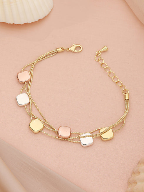 Anti-tarnish 18k Gold Plated Chunky Charm Stack Link Chain Bracelet
