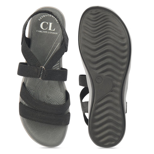 Women's Black Strappy Comfortable Wedge Sandals